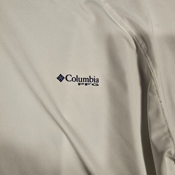 Columbia Mens Size 2XL Fishing Long Sleeve PFG White Crew Neck American Flag - Picture 3 of 7